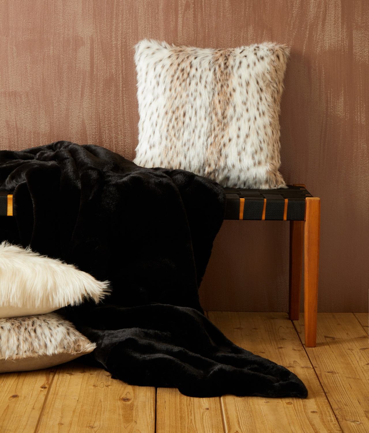 Black Fur Throw