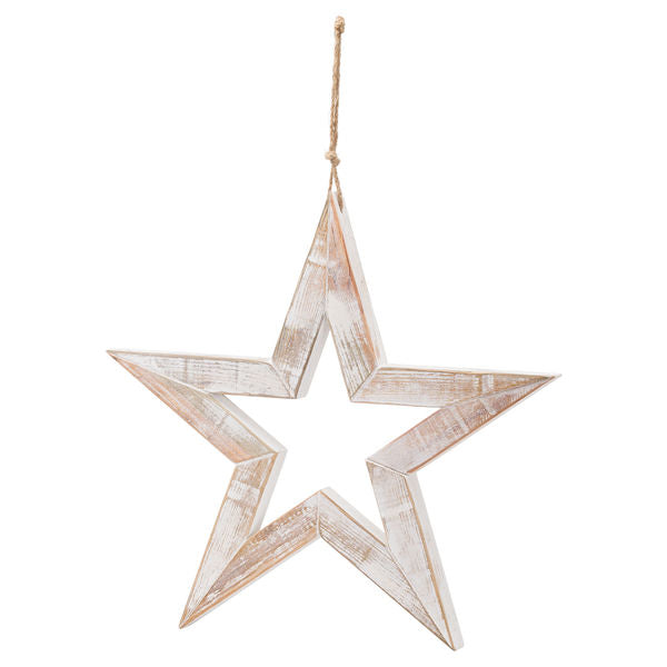 Bold Antique White Wooden Sparkle Star