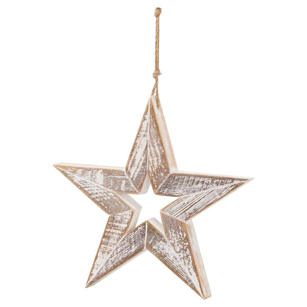 Mini Antique White Wooden Sparkle Star