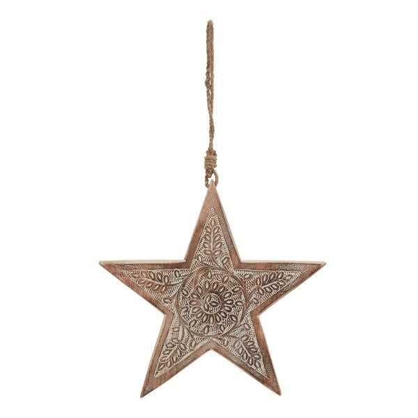 Natural Wooden Hanging Star