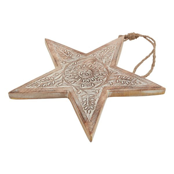 Natural Wooden Hanging Star