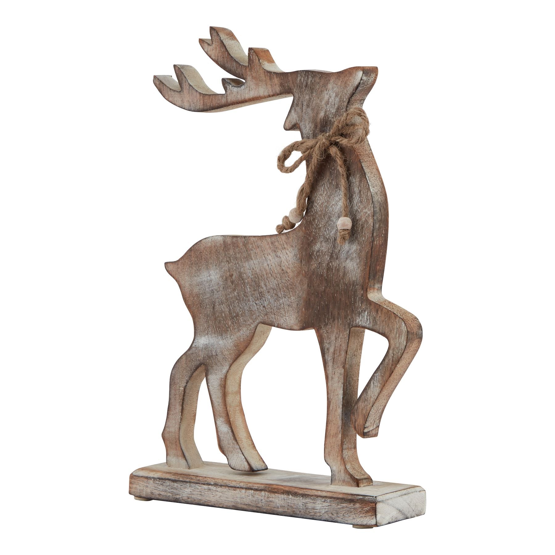 White Wash Wooden Reindeer