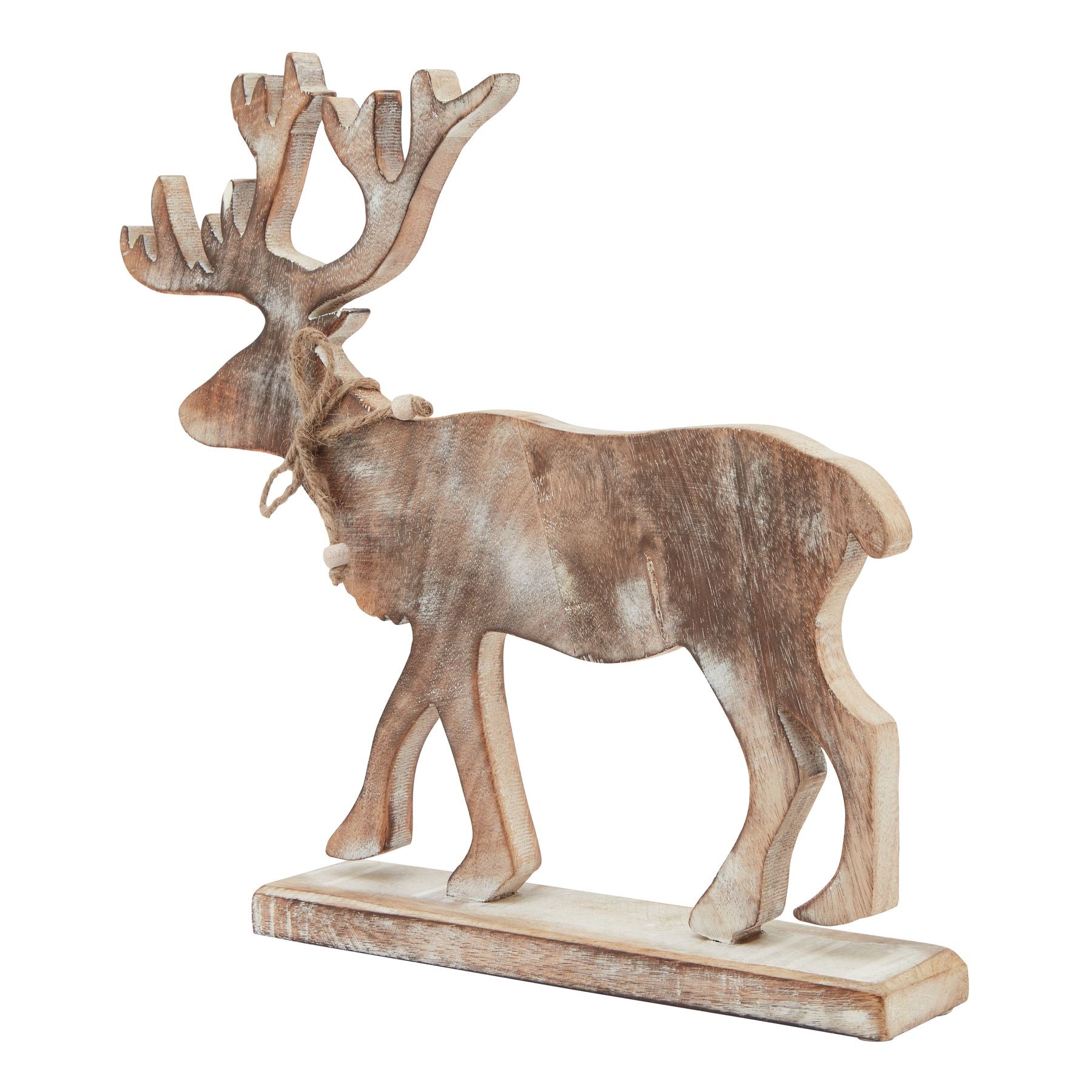 White Wash Wooden Stag