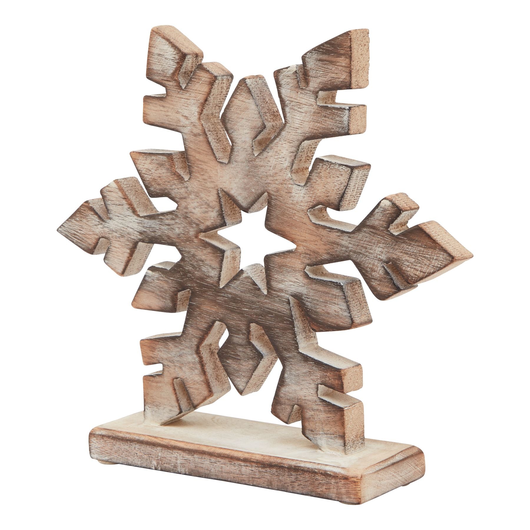 White Wash Wooden Snowflake