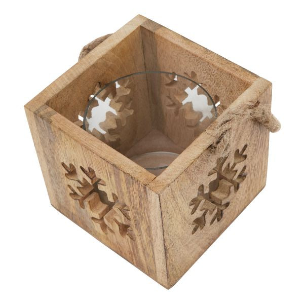 Wooden Snowflake Tealight Candle Holder