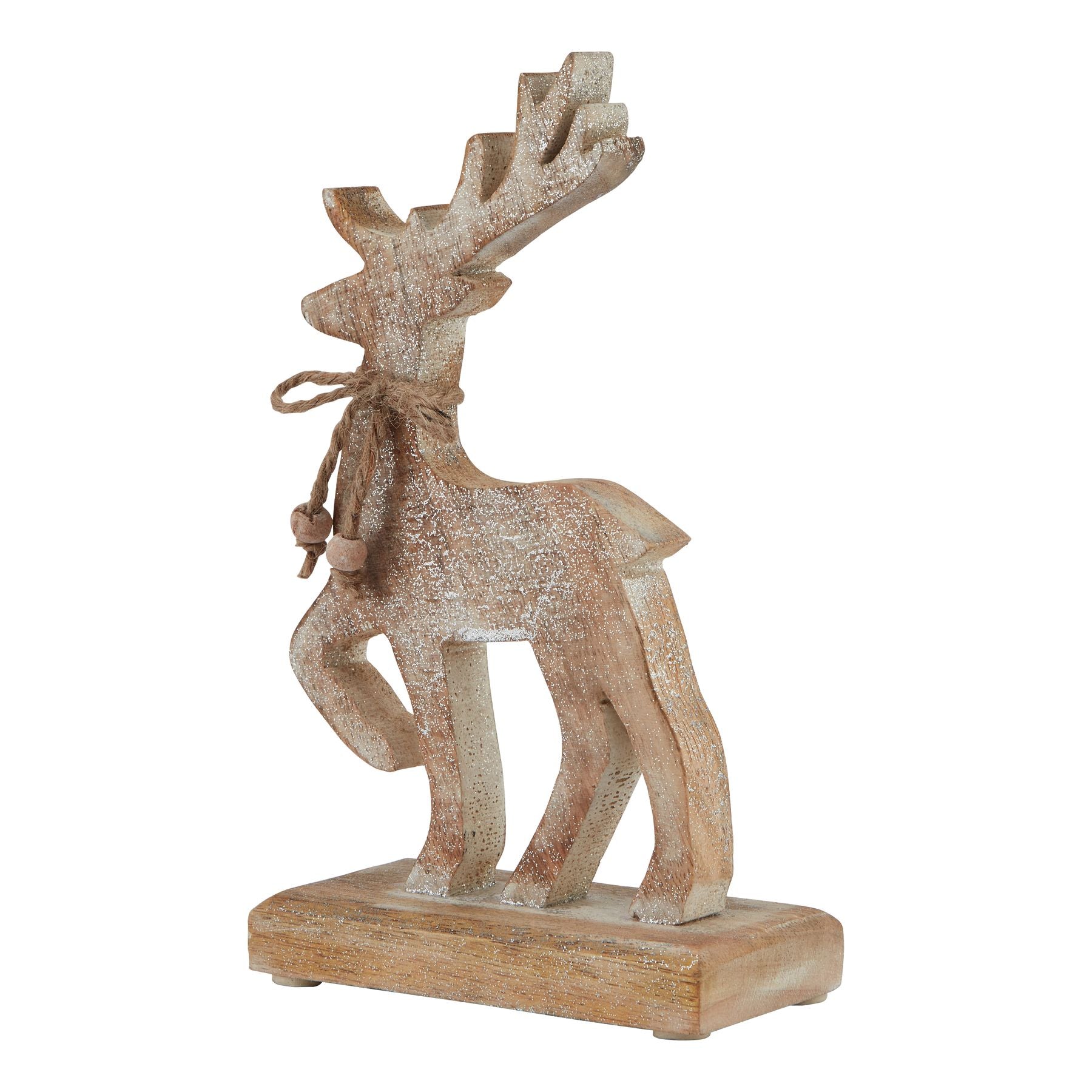 White Wash Wooden Sparkle Reindeer