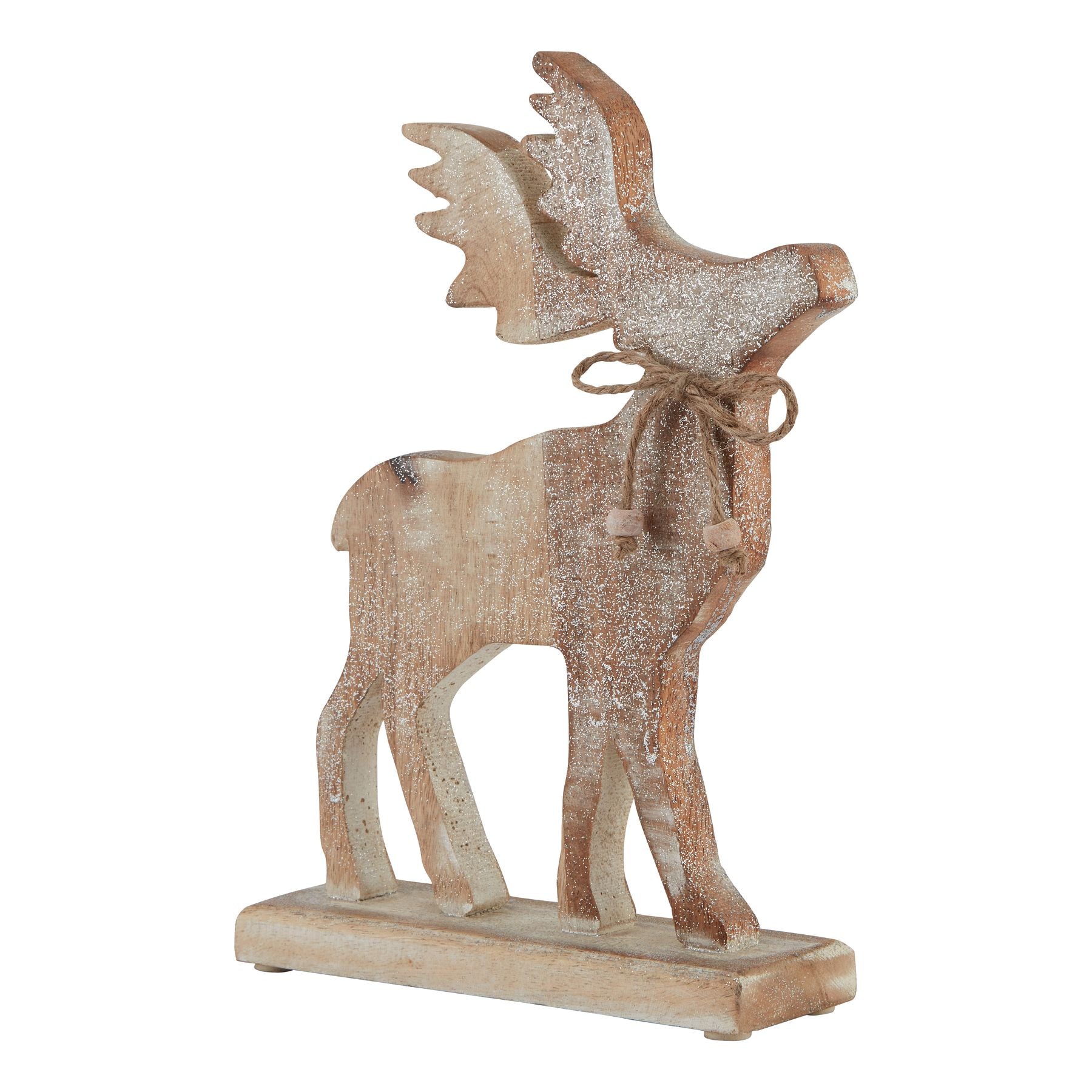 White Wash Wooden Sparkle Stag