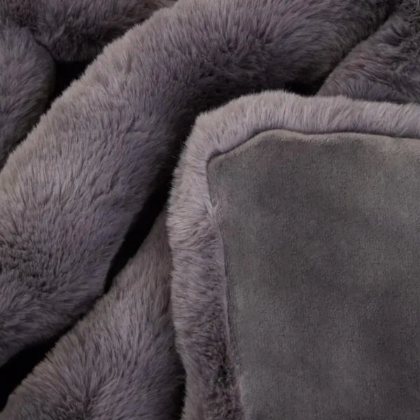 Lamina Grey Fur Throw